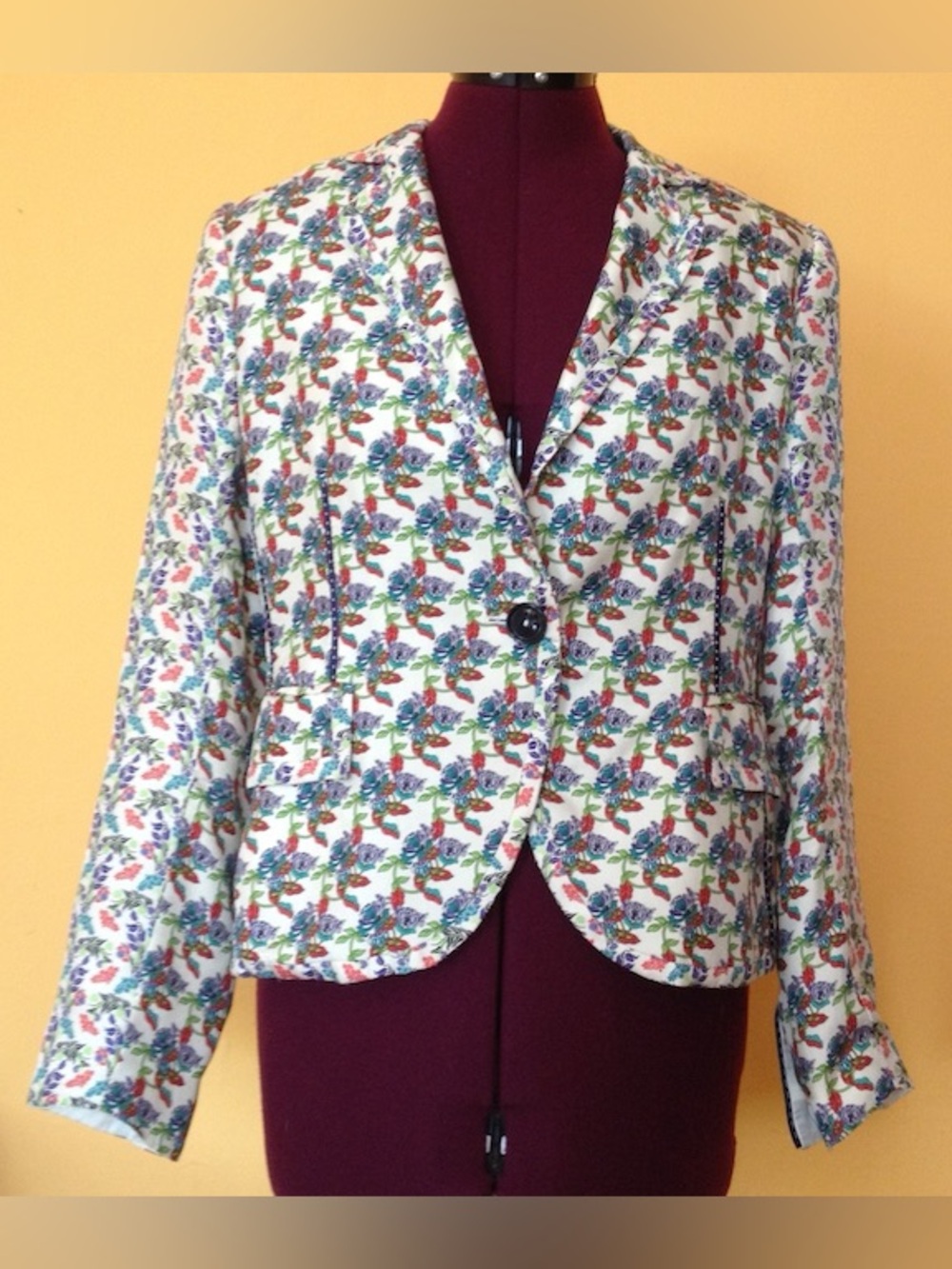 Zara White Floral Print Women's Blazer Jacket